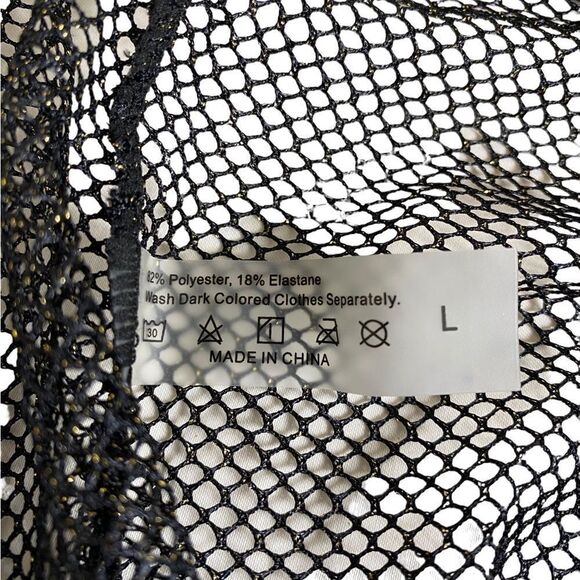 Halter dress M mesh black with a faint gold shimmer fringe hem - Picture 4 of 5